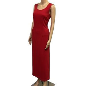Scarlette Red Sleeveless Back Slit Stretch Midi Maxi Dress Womens 10